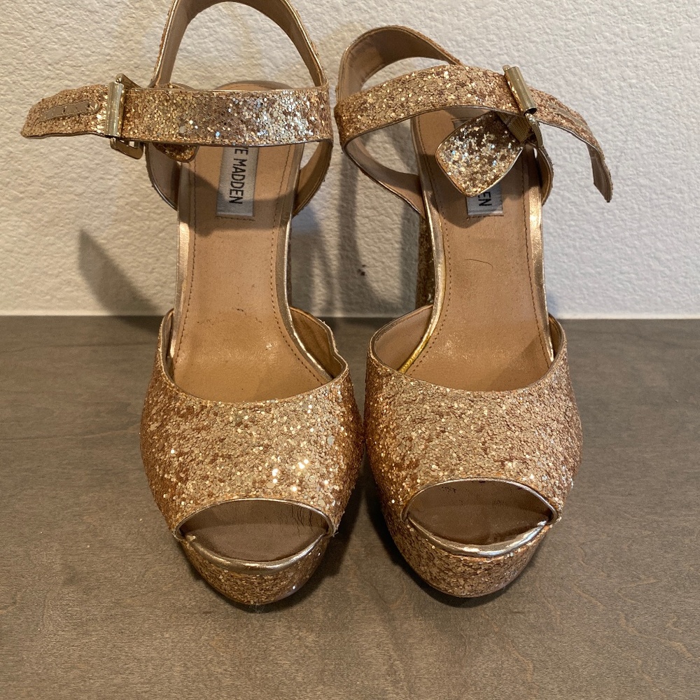 Steve Madden Gold Platform Heels